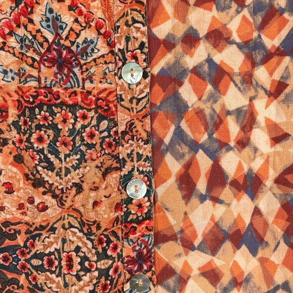 Soft Surroundings Atacama Patchwork Maxi Dress 1X Boho Orange Blue - Picture 6 of 16